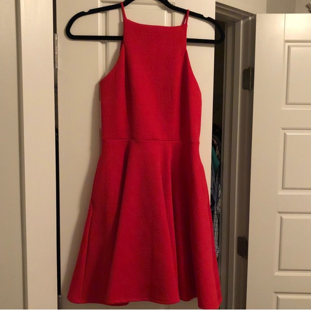 Red open back boutique dress
